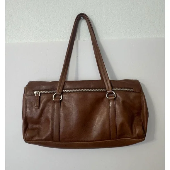 Prada Sacca Bufalo Easy Bag Womens Tabacco Brown Leather BR2613 Shoulder Strap - Picture 2 of 14